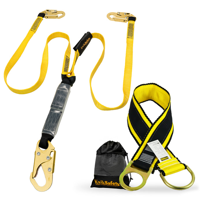 KwikSafety DOUBLE LEG TAIPAN Flat 6’ Safety Lanyard with External Shock Absorber Fall Protection Device ANSI OSHA - Model No.: KS7706 - KwikSafety