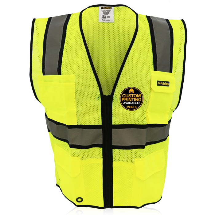KwikSafety OFFICIAL Safety Vest (Black Trim) Class 2 ANSI OSHA - Model No.: KS3312BT - KwikSafety