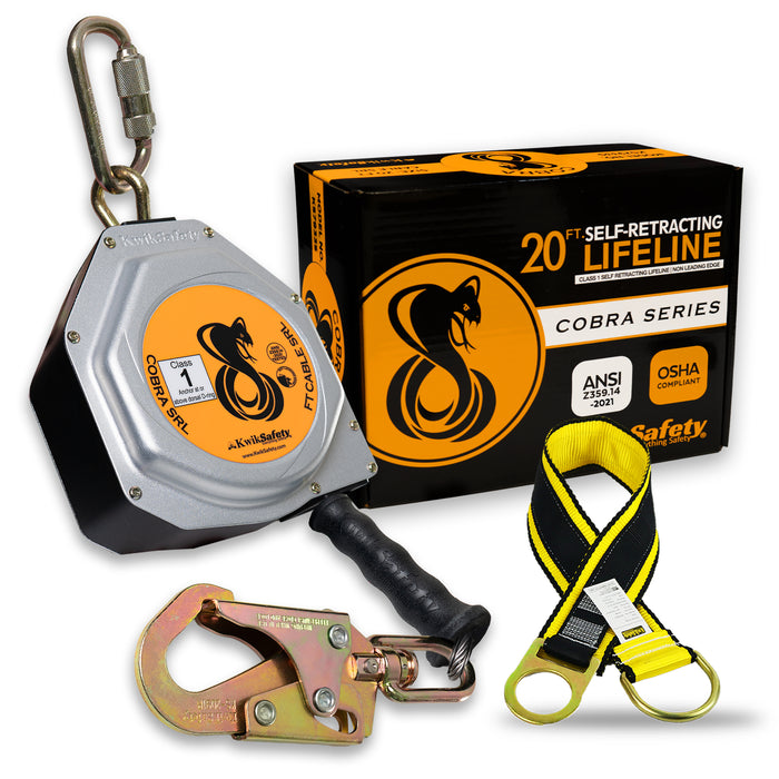 KwikSafety 20' COBRA CABLE Self Retracting Lifeline ANSI Class 1 SRL - Model No.: KS7933 - KwikSafety
