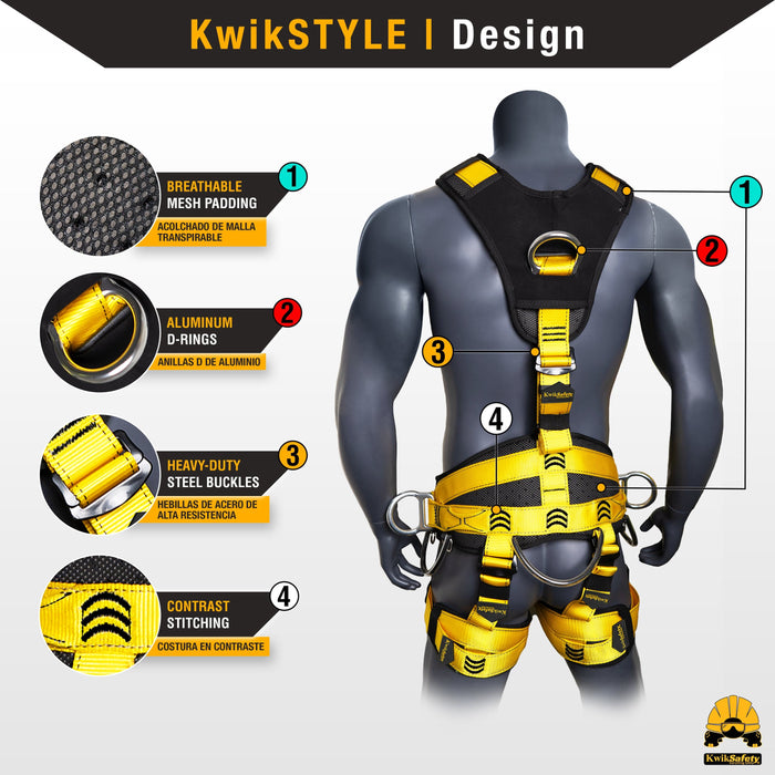KwikSafety CANOPY KING Full Body Climbing Harness [5 D-Ring, Back & Shoulder Support] Rock Climbing, Rappelling, Recreational Tree Climbing Harness - Model No.: KS6609 - KwikSafety