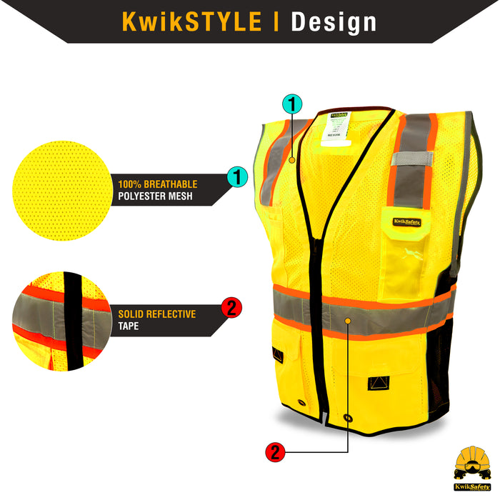 KwikSafety GRAND KAHUNA | ANSI Class 2 Premium Safety Vest - Model No.: KS3306 - KwikSafety