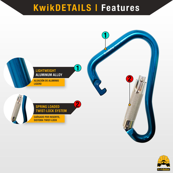 KwikSafety Twist Locking Aluminium Carabiners by KwikSafety - KwikSafety