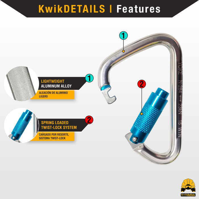 KwikSafety Twist Locking Aluminium Carabiners by KwikSafety - KwikSafety