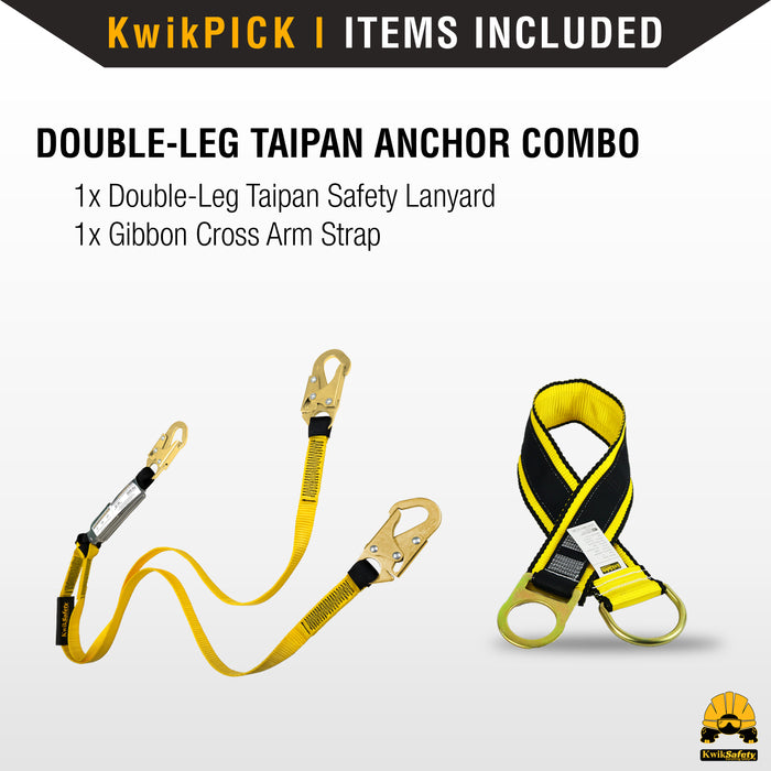 KwikSafety DOUBLE LEG TAIPAN Flat 6’ Safety Lanyard with External Shock Absorber Fall Protection Device ANSI OSHA - Model No.: KS7706 - KwikSafety