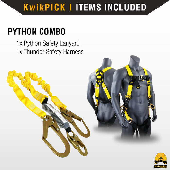 KwikSafety PYTHON 6' Double-Leg Safety Lanyard w/ Shock Absorber Fall Protection Device ANSI OSHA - Model No.: KS7702 - KwikSafety