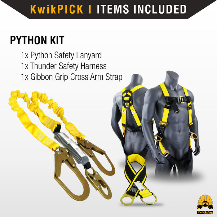 KwikSafety PYTHON 6' Double-Leg Safety Lanyard w/ Shock Absorber Fall Protection Device ANSI OSHA - Model No.: KS7702 - KwikSafety