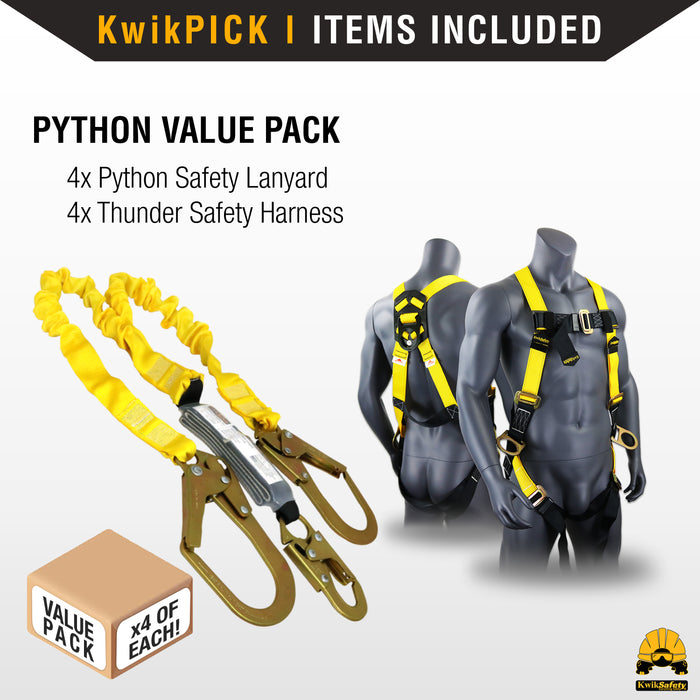 KwikSafety PYTHON 6' Double-Leg Safety Lanyard w/ Shock Absorber Fall Protection Device ANSI OSHA - Model No.: KS7702 - KwikSafety