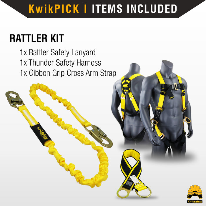 KwikSafety RATTLER 6' Single-Leg Safety Lanyard with Shock Absorber Fall Protection ANSI OSHA - Model No.: KS7703 - KwikSafety