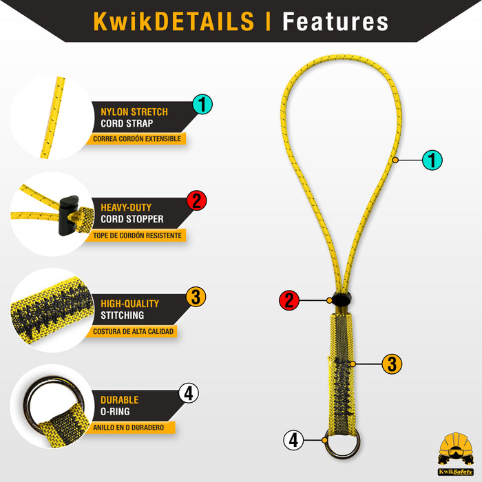 KwikSafety TENTACLE Light Duty Retractable Bungee Tool Lanyard w/ Carabiner Clip - Model No.: KS7901 - KwikSafety
