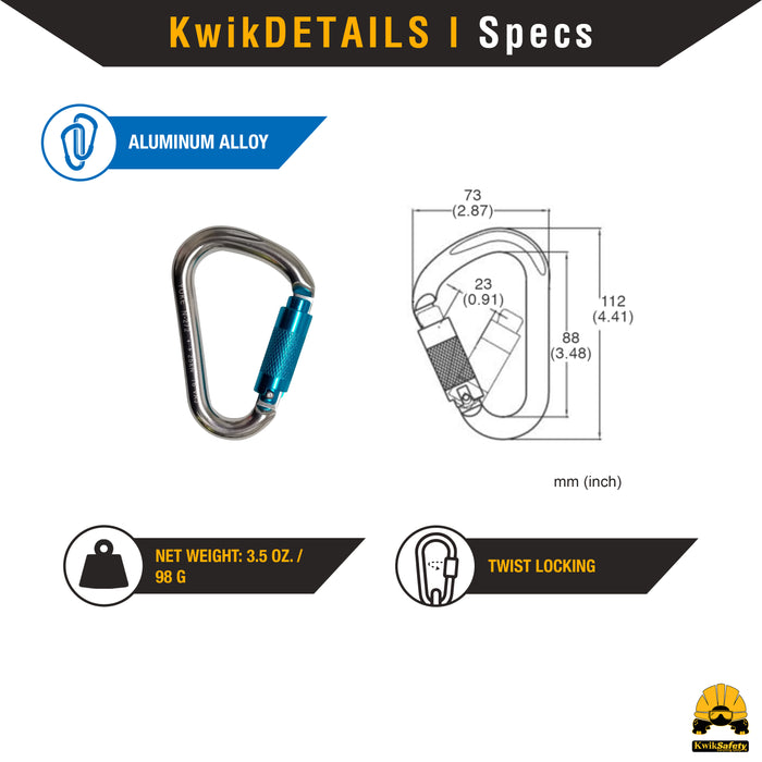 KwikSafety Twist Locking Aluminium Carabiners by KwikSafety - KwikSafety