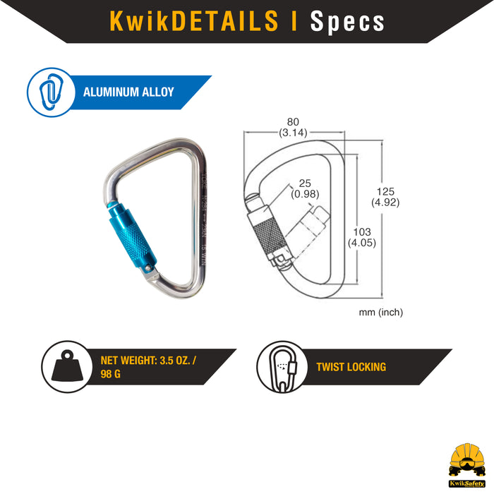 KwikSafety Twist Locking Aluminium Carabiners by KwikSafety - KwikSafety