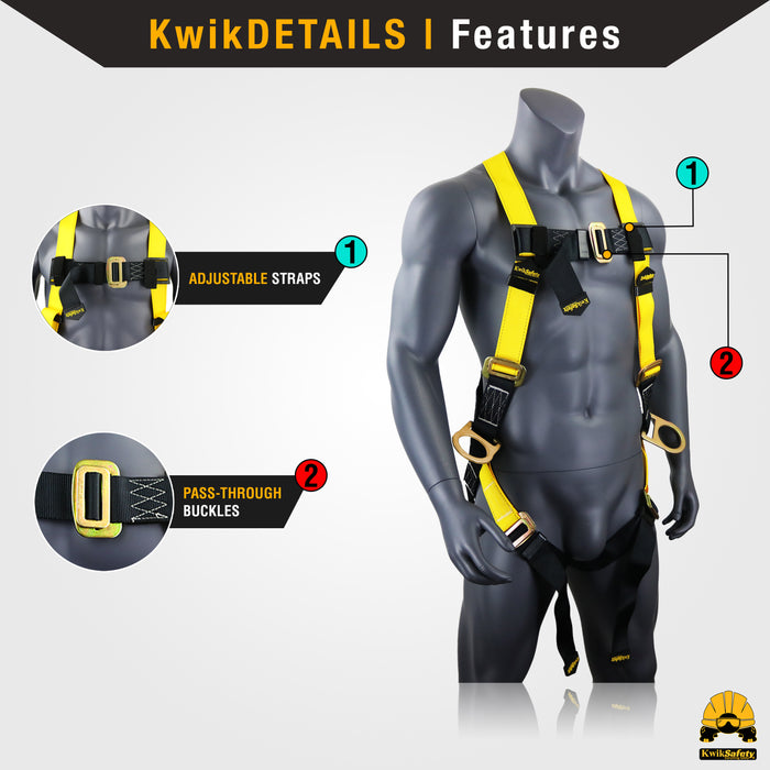 KwikSafety PYTHON 6' Double-Leg Safety Lanyard w/ Shock Absorber Fall Protection Device ANSI OSHA - Model No.: KS7702 - KwikSafety