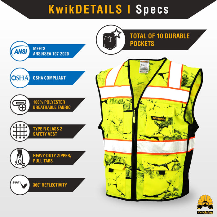 KwikSafety UNCLE WILLY'S WALL Safety Vest (LIMITED EDITION CAMO DESIGN) Class 2 ANSI Tested OSHA Compliant Hi Vis - Model No.: KS3325 - KwikSafety