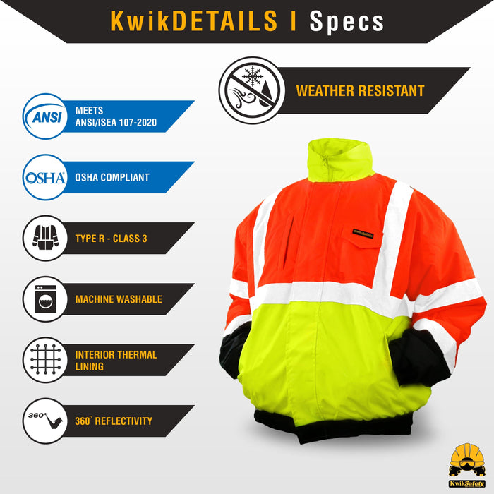 KwikSafety | Dispatcher Hi Vis Bomber Jacket | Product Specifications