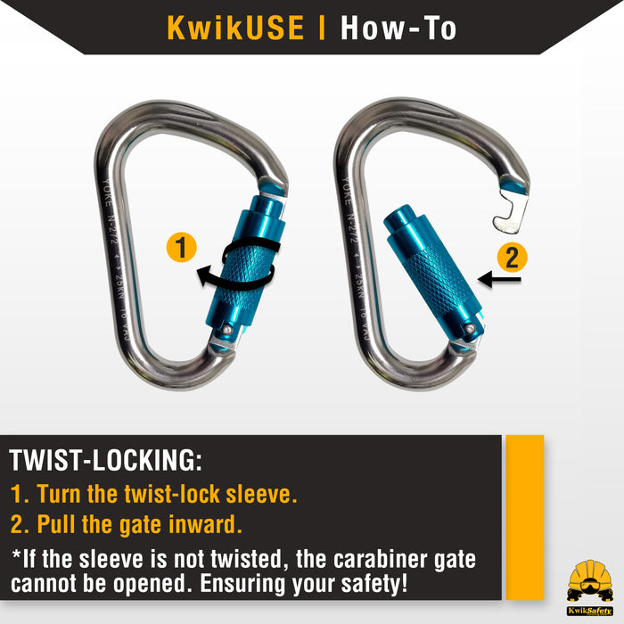 KwikSafety Twist Locking Aluminium Carabiners by KwikSafety - KwikSafety