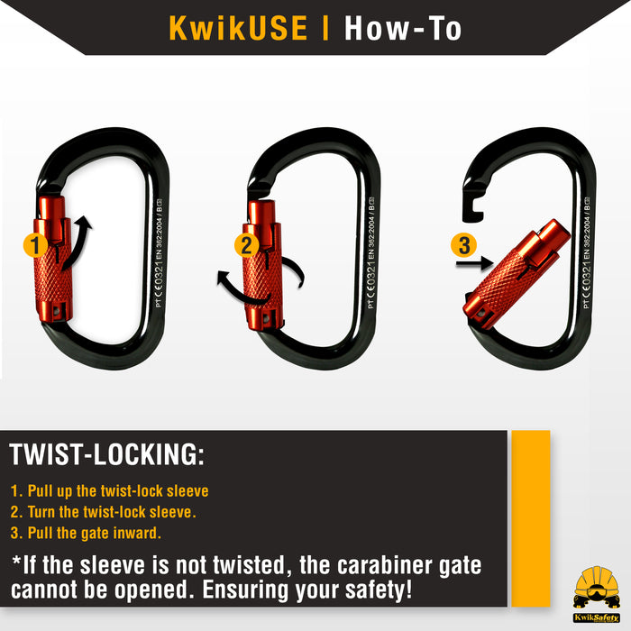 KwikSafety Yoke N-282 Twist Locking Aluminium Carabiner - KwikSafety