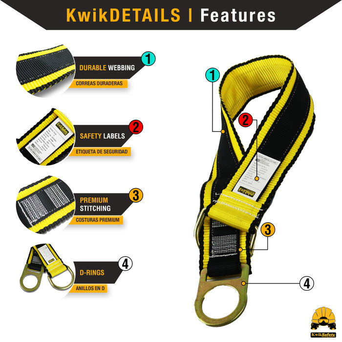 KwikSafety PYTHON 6' Double-Leg Safety Lanyard w/ Shock Absorber Fall Protection Device ANSI OSHA - Model No.: KS7702 - KwikSafety