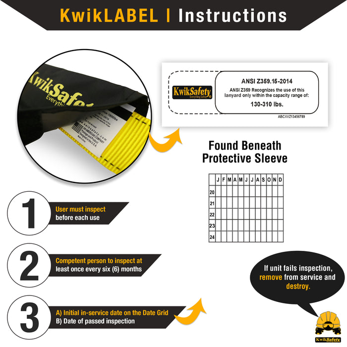 KwikSafety DOUBLE LEG TAIPAN Flat 6’ Safety Lanyard with External Shock Absorber Fall Protection Device ANSI OSHA - Model No.: KS7706 - KwikSafety