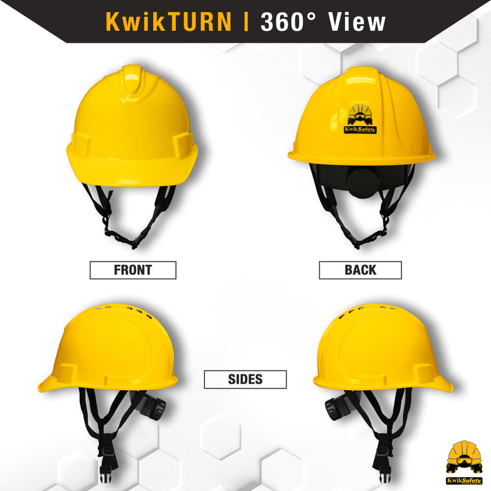 KwikSafety YELLOW TURTLE SHELL Hard Hat (10 COOLING VENTS) Type 1 Class C ANSI Tested OSHA Compliant Standard Cap Style PPE - Model No.: KS1601 - KwikSafety