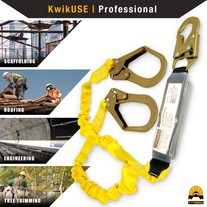 KwikSafety PYTHON 6' Double-Leg Safety Lanyard w/ Shock Absorber Fall Protection Device ANSI OSHA - Model No.: KS7702 - KwikSafety