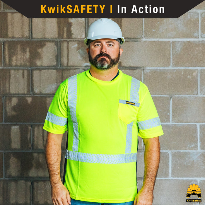 KwikSafety RENAISSANCE MAN Safety Shirt (FISHBONE TAPE) Class 2 Short Sleeve ANSI Tested OSHA Compliant Hi Vis Reflective PPE - Model No.: KS4401 - KwikSafety