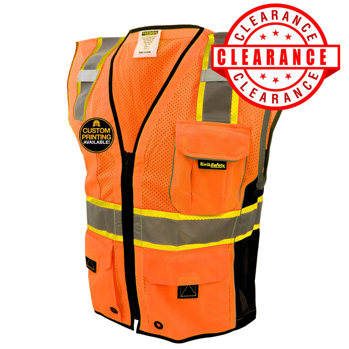 CLEARANCE! KwikSafety CLASSIC Hi Vis Reflective ANSI PPE Surveyor Class 2 Safety Vest - Model No.: KS3302 - KwikSafety