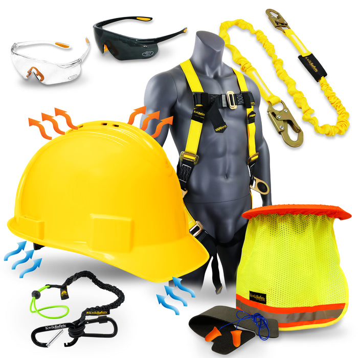 KwikSafety YELLOW TURTLE SHELL Hard Hat (10 COOLING VENTS) Type 1 Class C ANSI Tested OSHA Compliant Standard Cap Style PPE - Model No.: KS1601 - KwikSafety