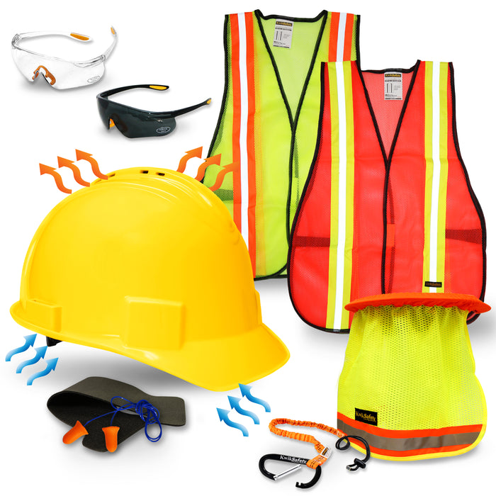 KwikSafety YELLOW TURTLE SHELL Hard Hat (10 COOLING VENTS) Type 1 Class C ANSI Tested OSHA Compliant Standard Cap Style PPE - Model No.: KS1601 - KwikSafety