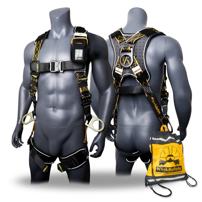KwikSafety THUNDER DiamondBACK Safety Harness (5 Kwik-Connect Buckles) 3-D Ring Fall Protection ANSI OSHA - Model No.: KS6602DB - KwikSafety
