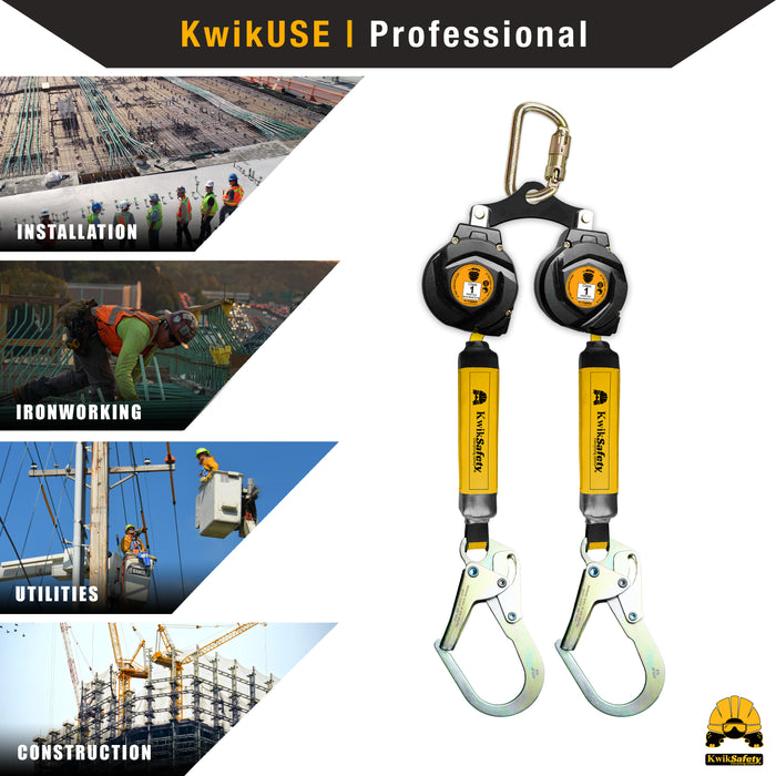 KwikSafety mini MAMBA Twin Leg 6' Self Retracting Lifeline, Web - Model No.: KS7931 - KwikSafety