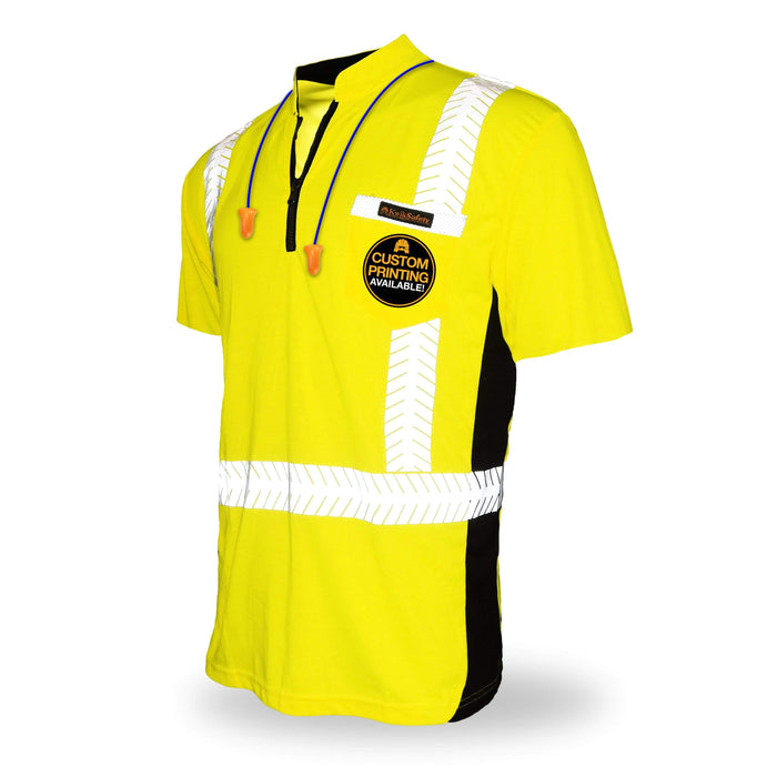 KwikSafety ENGINEER High Visibility Reflective Short Sleeve ANSI Class 2 Safety Shirt - Model No.: KS4408 - KwikSafety contruction reflectors highvis visability reflector longsleeve shirtz stripes strips hivisible green pockets running ropa trabajar trabajo hombres hombre zip button vest tall slogans logo uniform t-shirt hiviz camo t-shirts travajo resistant