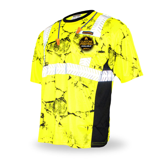 KwikSafety UNCLE WILLY'S WALL High Visibility Reflective Short Sleeve ANSI Class 2 Safety Shirt - Model No.: KS4405 - KwikSafety contruction reflectors highvis visability reflector longsleeve shirtz stripes strips hivisible green pockets running ropa trabajar trabajo hombres hombre zip button vest tall slogans logo uniform t-shirt hiviz camo t-shirts travajo resistant