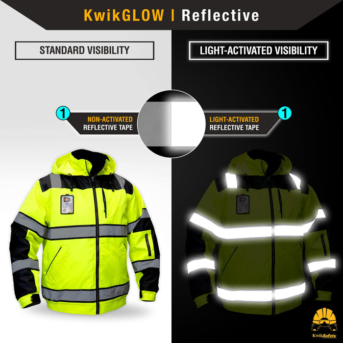 KwikSafety | Enforcer Hi Vis Bomber Jacket | Reflectivity