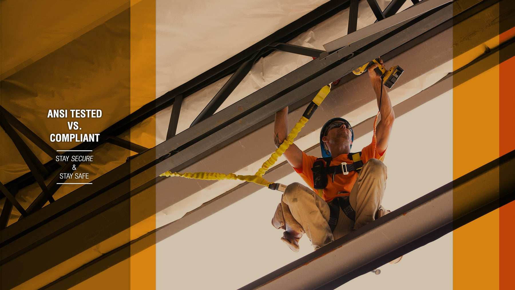 ansi tested compliant fall protection safety harness lanyard osha construction