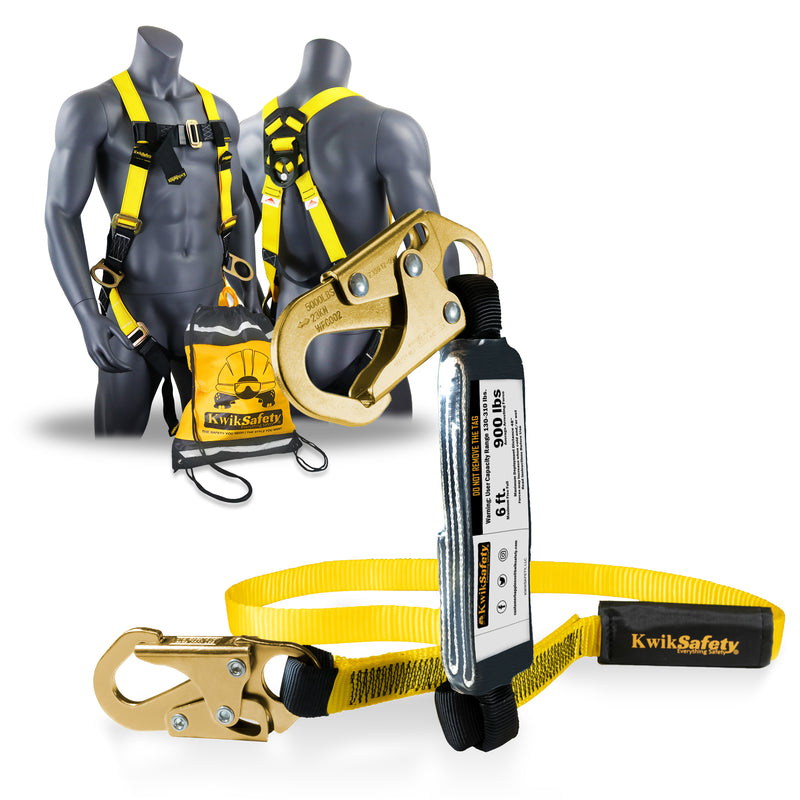 KwikSafety TAIPAN Flat 6’ Single-Leg Safety Lanyard with External Shock Absorber Fall Protection Device ANSI OSHA - Model No.: KS7705 - KwikSafety