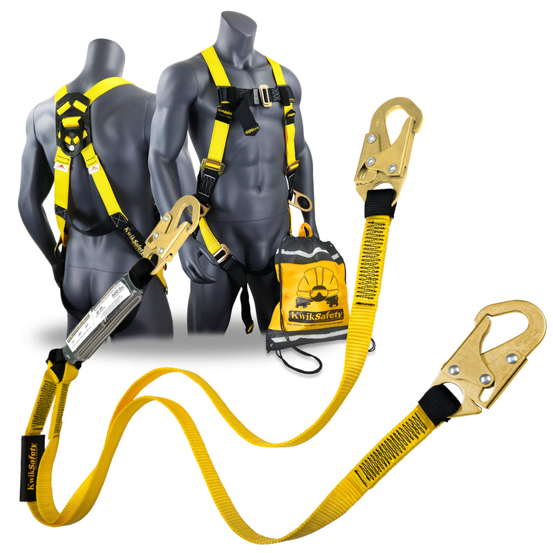 KwikSafety DOUBLE LEG TAIPAN Flat 6’ Safety Lanyard with External Shock Absorber Fall Protection Device ANSI OSHA - Model No.: KS7706 - KwikSafety