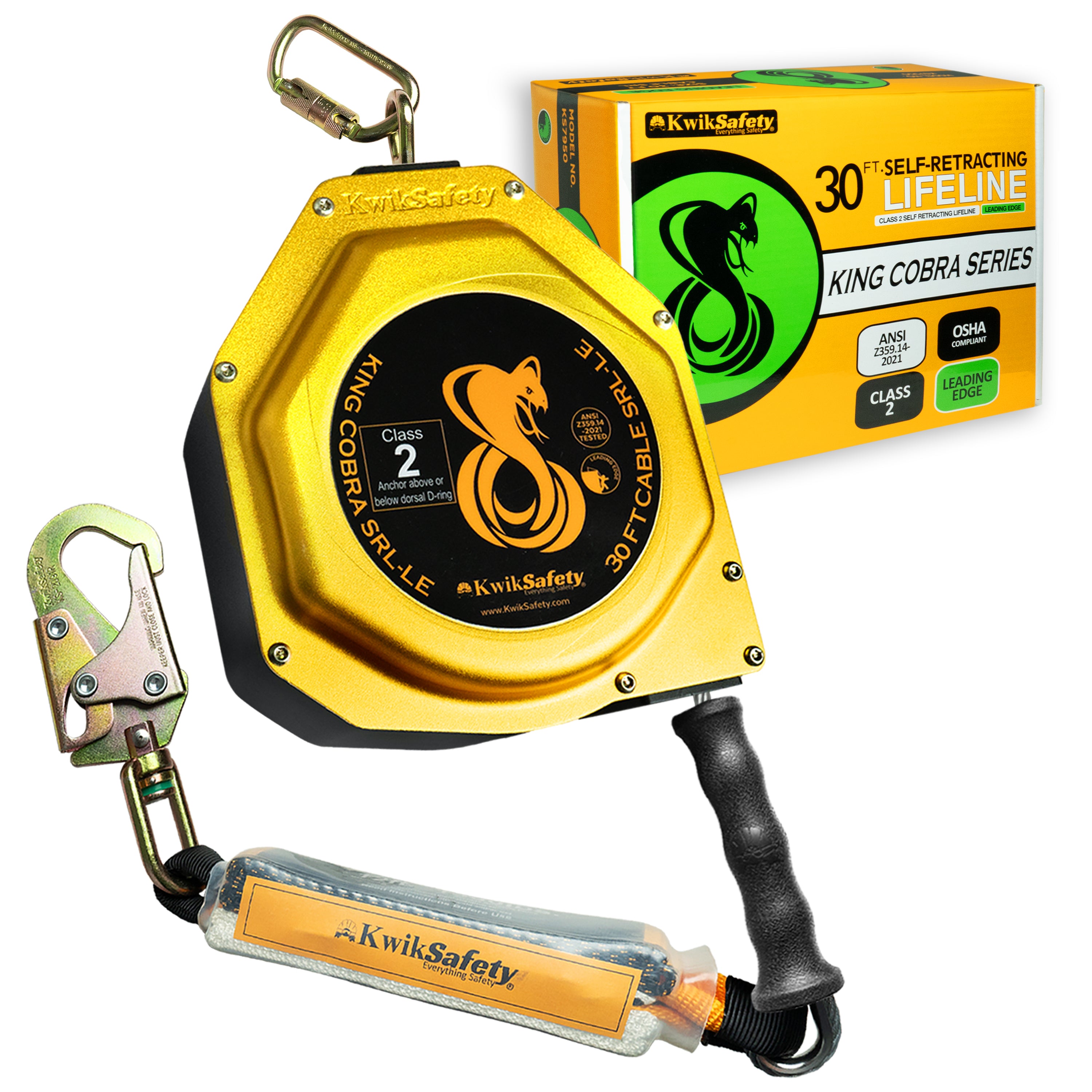 KwikSafety 30' COBRA Leading Edge Self Retracting Lifeline ANSI