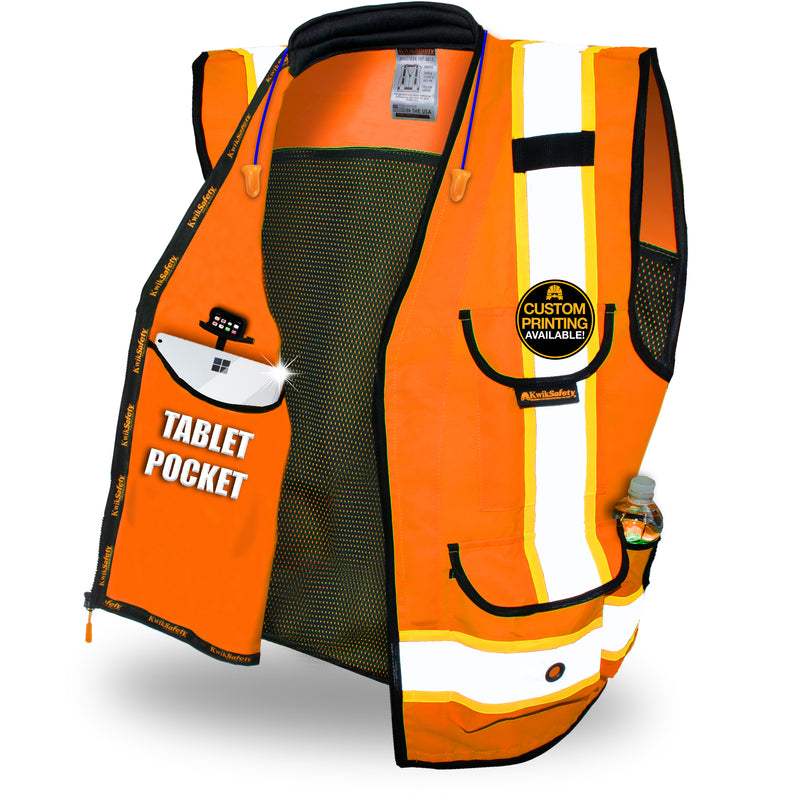 KwikSafety GODFATHER Safety Vest (Cushioned Collar) Class 2 ANSI Tested OSHA Compliant Hi Vis Reflective PPE Surveyor - Model No.: KS3310 - KwikSafety
