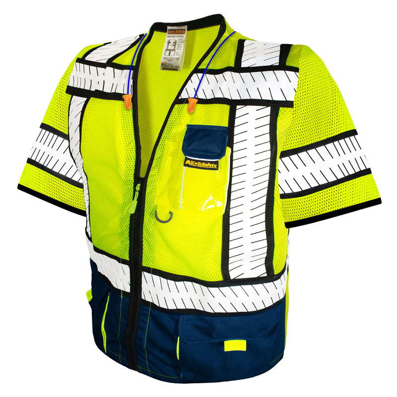 KwikSafety SHERIFF Safety Vest (Multi-Use Pockets) Class 3 ANSI Tested OSHA Compliant Hi Vis Reflective PPE Surveyor - Model No.: KS3305C3 - KwikSafety