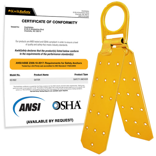 KwikSafety GATOR Temporary Reusable Roof Anchor ANSI Tested OSHA Compliant Roof Safety - Model No.: KS7802 - KwikSafety
