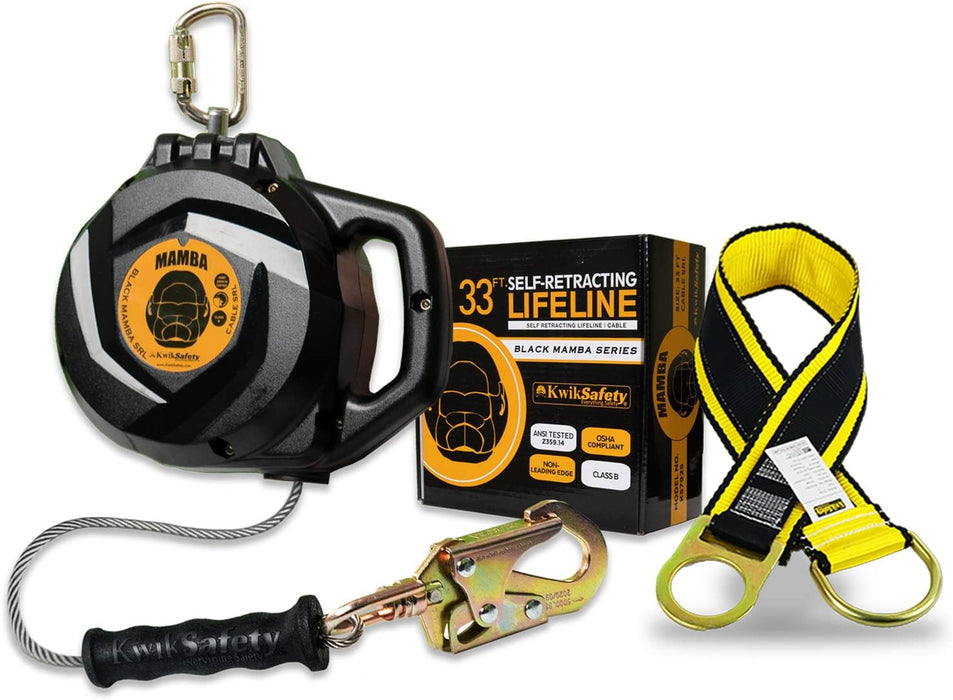 (DRAFT) KwikSafety 33' MAMBA CABLE Carbonate Housing Self Retracting Lifeline SRL - Model No.: - KwikSafety