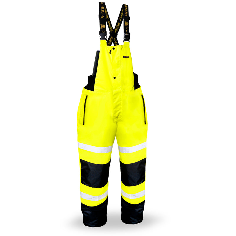otter gear KwikSafety RIVER OTTER Rain Bib (INSULATED) Reflective Safety Rain Gear Heavy Duty ANSI OSHA Waterproof Fishing, Snow & Work Overalls
