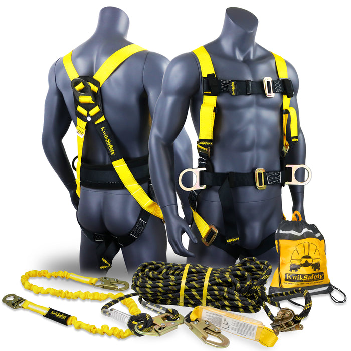 KwikSafety HURRICANE Safety Harness ANSI Fall Protection 3D Ring + Back Support - Model No.: KS6603