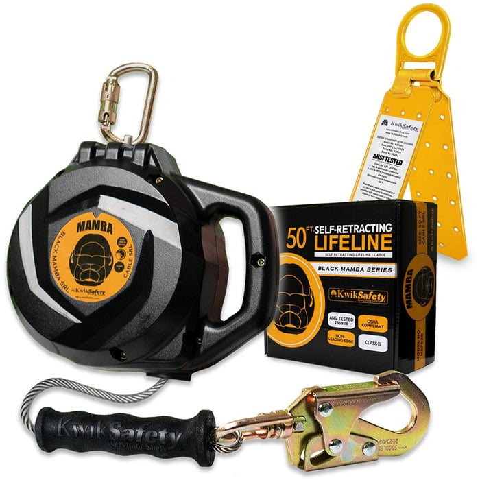 (DRAFT) KwikSafety 50' MAMBA CABLE Carbonate Housing Self Retracting Lifeline SRL - Model No.: - KwikSafety