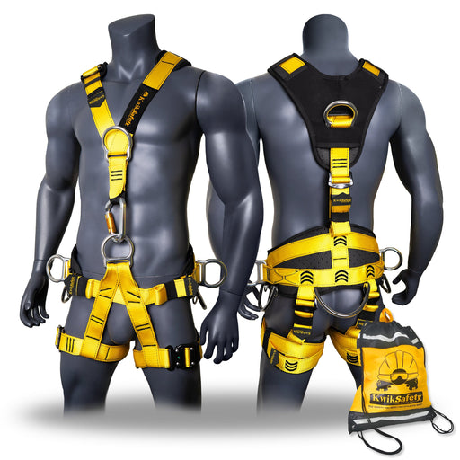 KwikSafety CANOPY KING Full Body Climbing Harness [5 D-Ring, Back & Shoulder Support] Rock Climbing, Rappelling, Recreational Tree Climbing Harness - Model No.: KS6609 - KwikSafety
