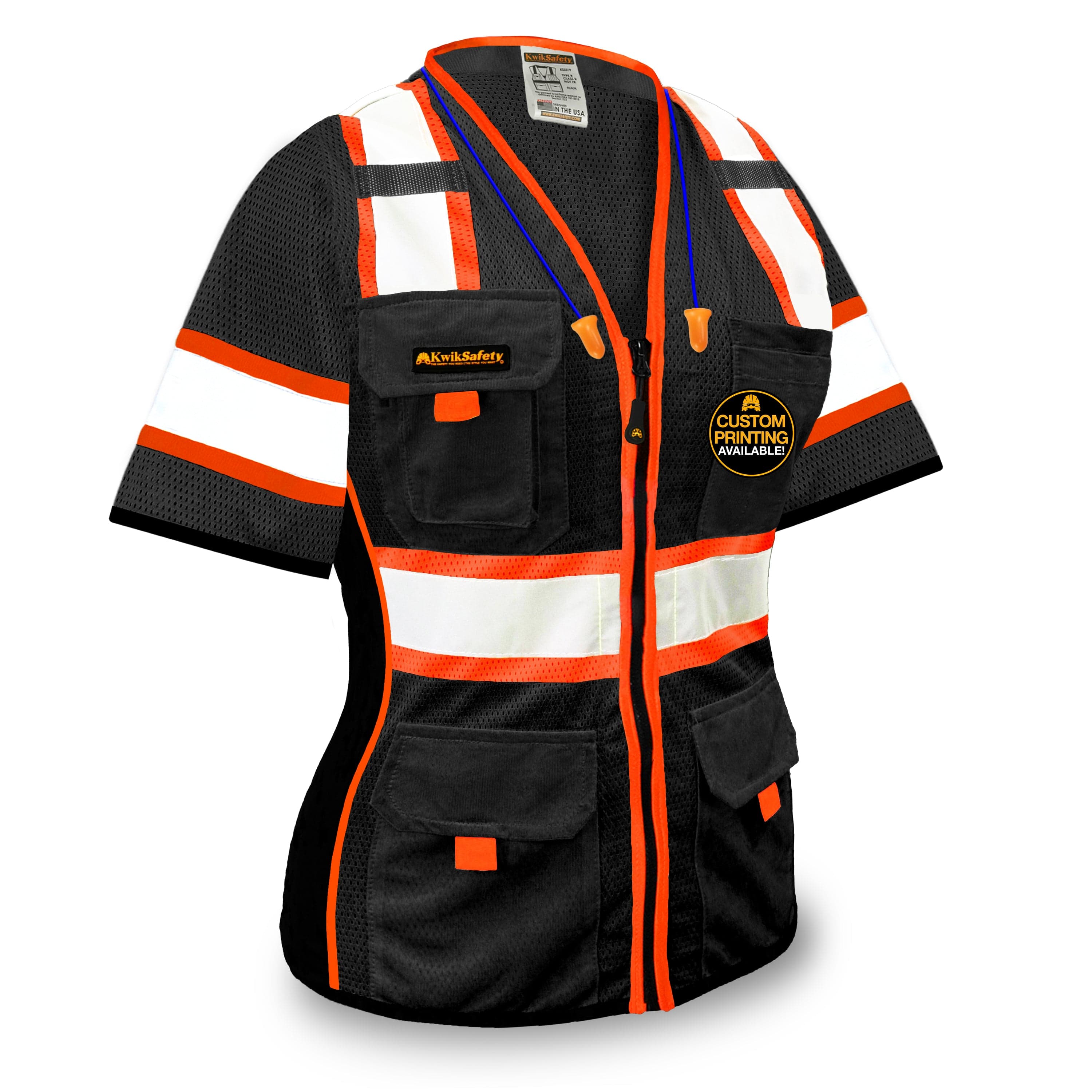 KwikSafety BLACK WIDOW Safety Vest for Women with Sleeves (RELAXED FIT
