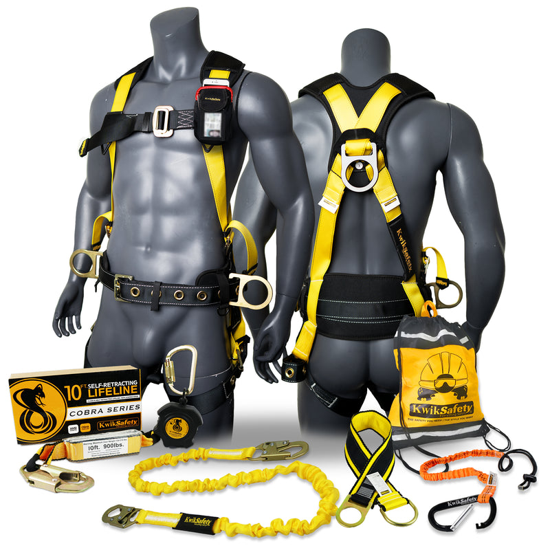 KwikSafety TYPHOON Safety Harness ANSI Fall Protection 3D Ring + Back Support - Model No.: KS6606 - KwikSafety