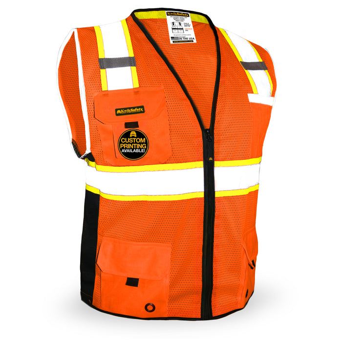 KwikSafety BIG KAHUNA Safety Vest (11 Pockets) Class 2 ANSI Tested OSHA Compliant Hi Vis Reflective PPE Surveyor - Model No.: KS3301