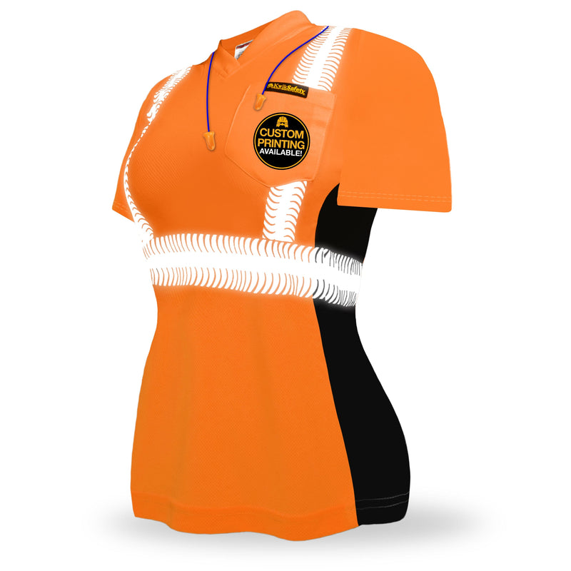 KwikSafety VIXEN Safety Shirt for Women (ANGEL HAIR TAPE) Class 2 Short Sleeve ANSI OSHA High Visibility Work Hi Vis Clothing - Model No.: KS4410 - KwikSafety