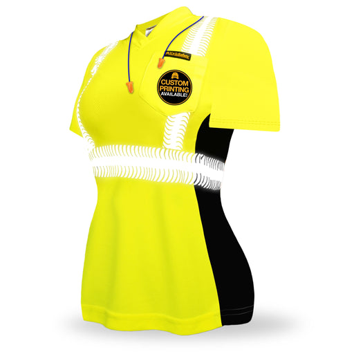 KwikSafety VIXEN Safety Shirt for Women (ANGEL HAIR TAPE) Class 2 Short Sleeve ANSI OSHA High Visibility Work Hi Vis Clothing - Model No.: KS4410 - KwikSafety